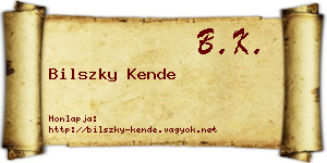 Bilszky Kende névjegykártya
